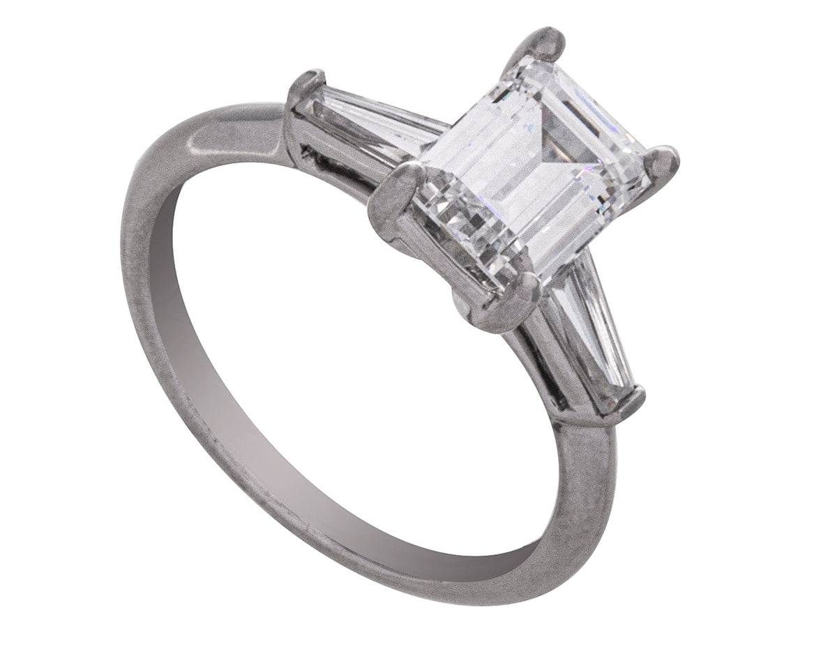 1/4ct. t.w. Baguette Cut Newborn Lab Created Diamond Engagement Ring in 14K White Gold