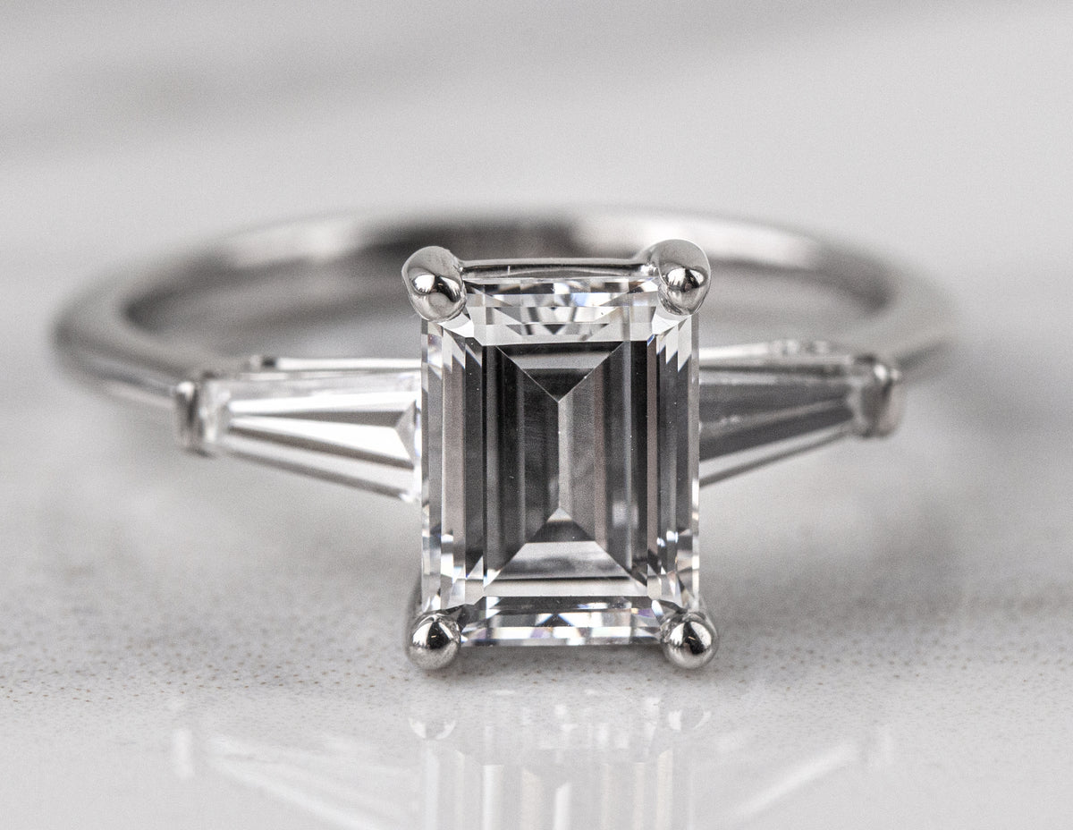 1/4ct. t.w. Baguette Cut Newborn Lab Created Diamond Engagement Ring in 14K White Gold