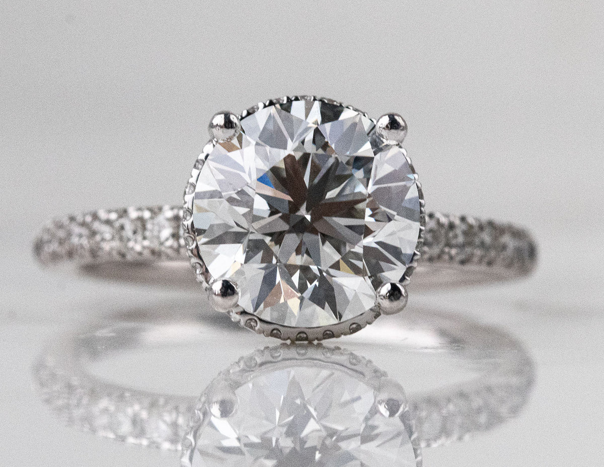 3.23ct. t.w. Round Cut Newborn Lab Created Diamond Engagement Ring in Platinum