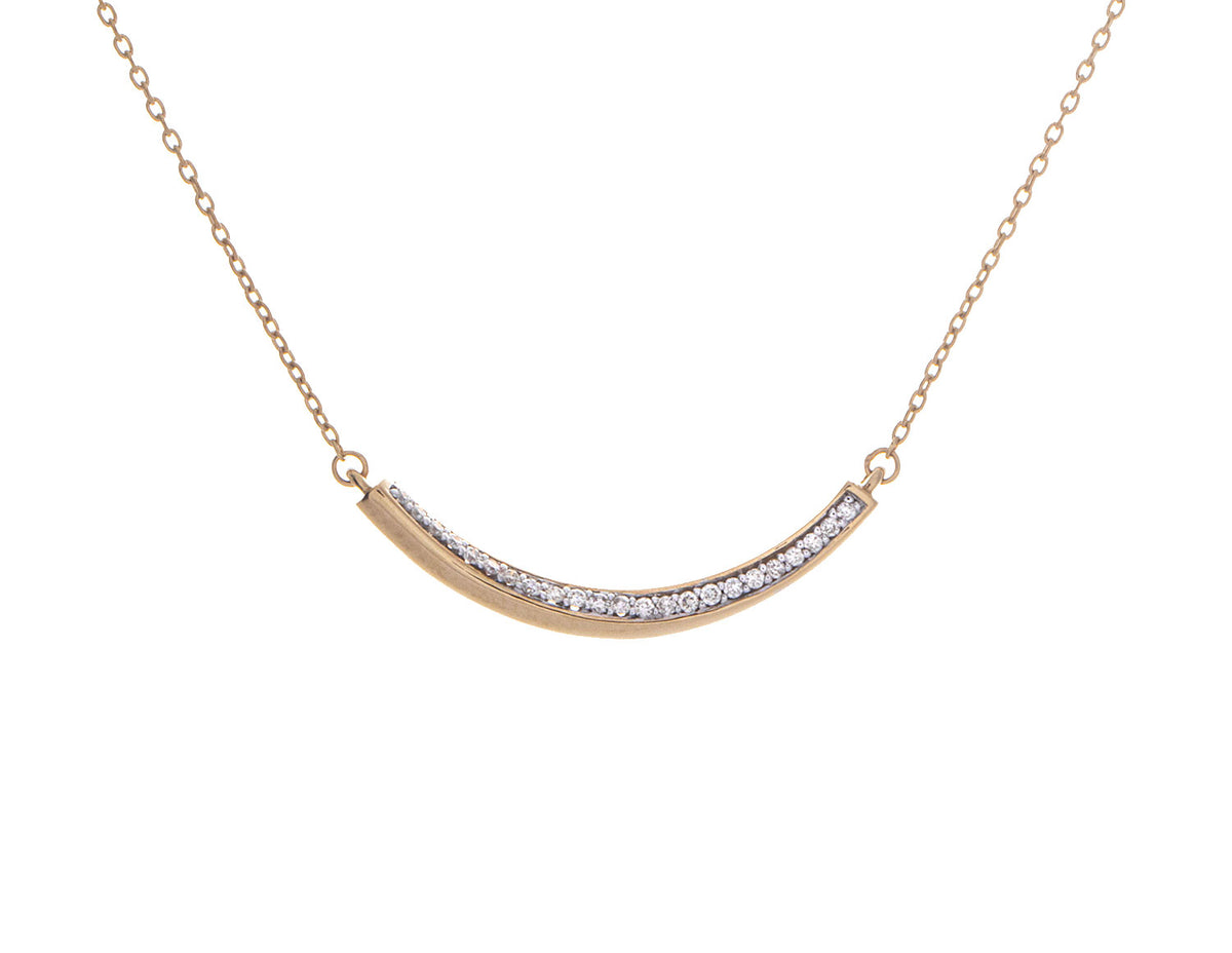1/10ct. t.w. Diamond Curved Bar Pendant in 14K Yellow Gold