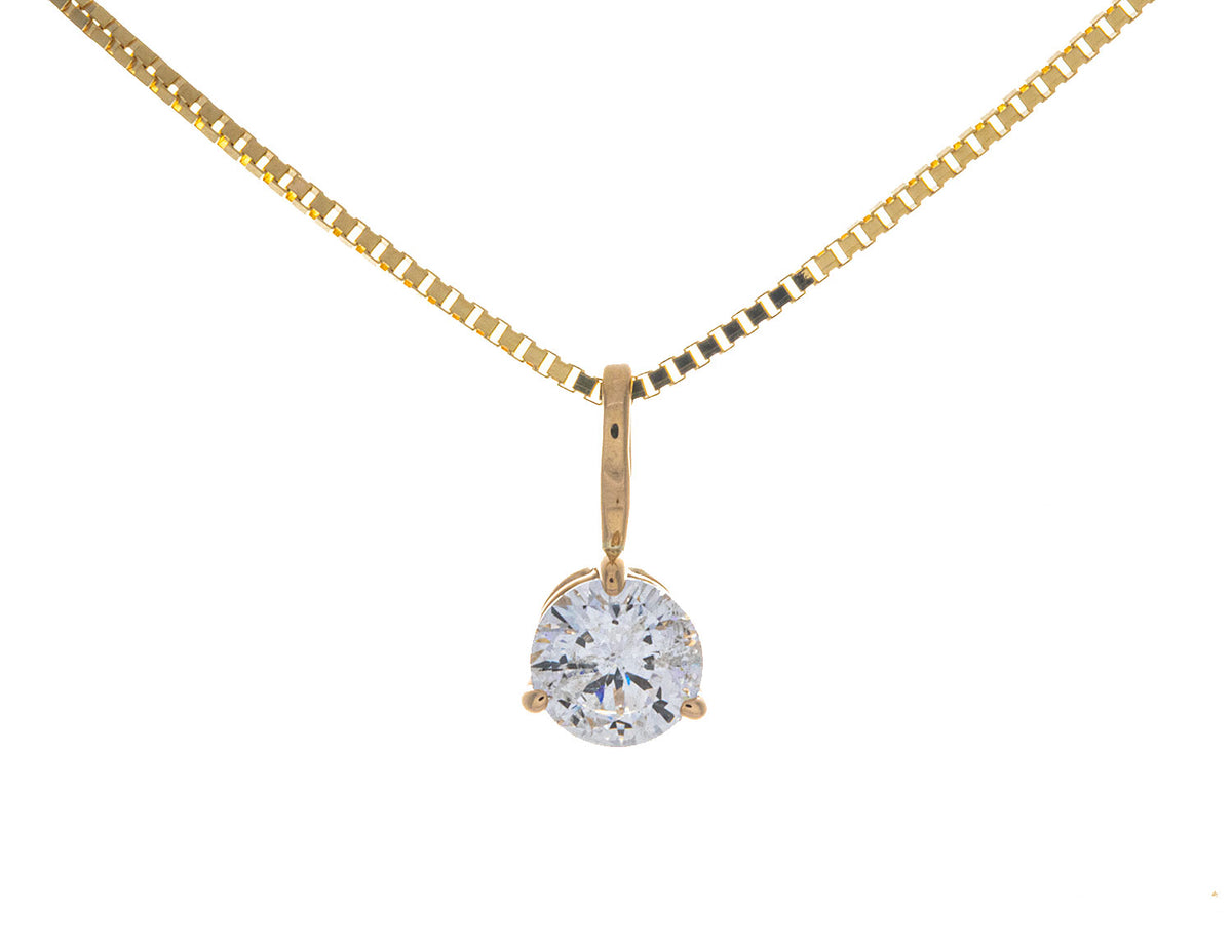 1/3ct. Round Cut Kessler 81 Diamond Solitaire Pendant in 14K Yellow Gold