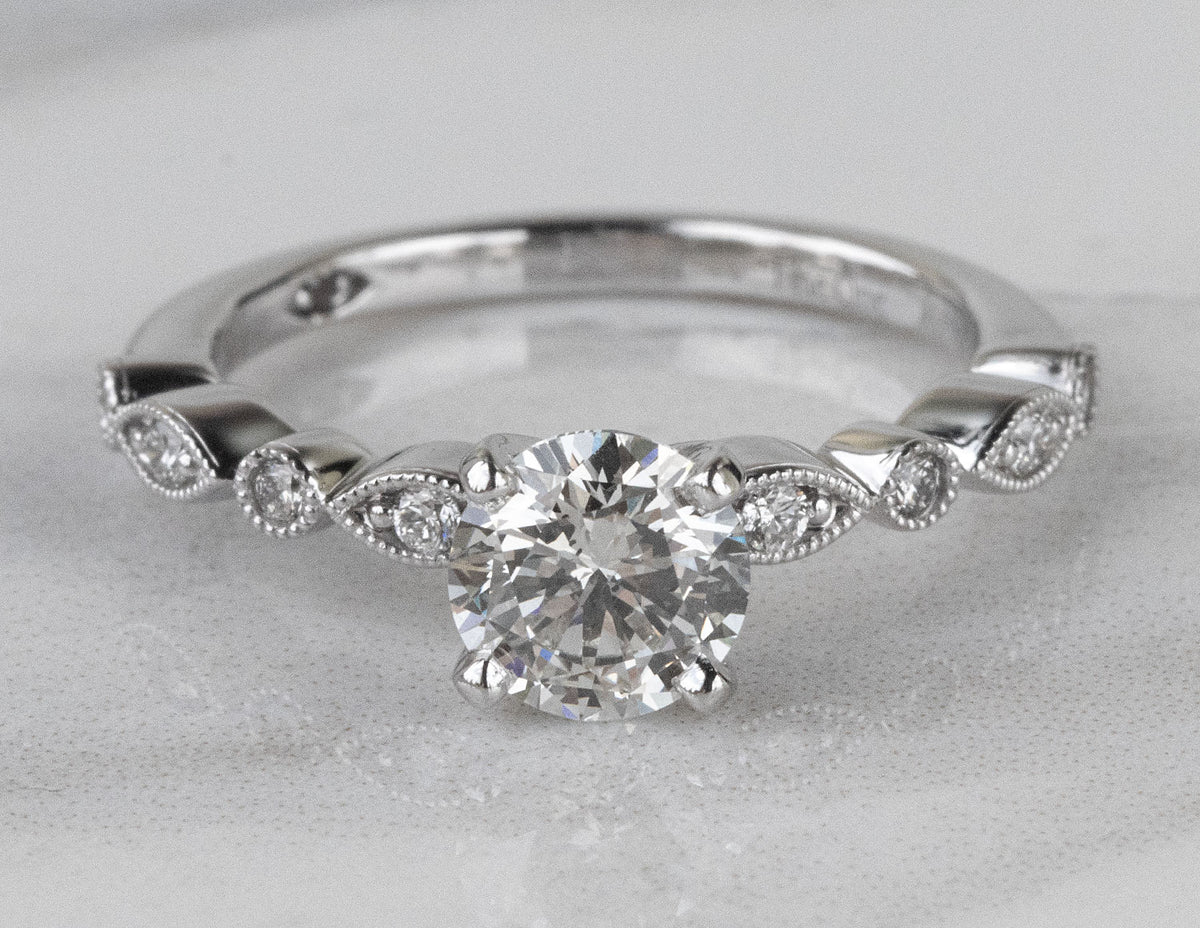 1 1/8ct. t.w. Kessler 81 Newborn Lab Created Round Cut Diamond Engagement Ring in 14K White Gold