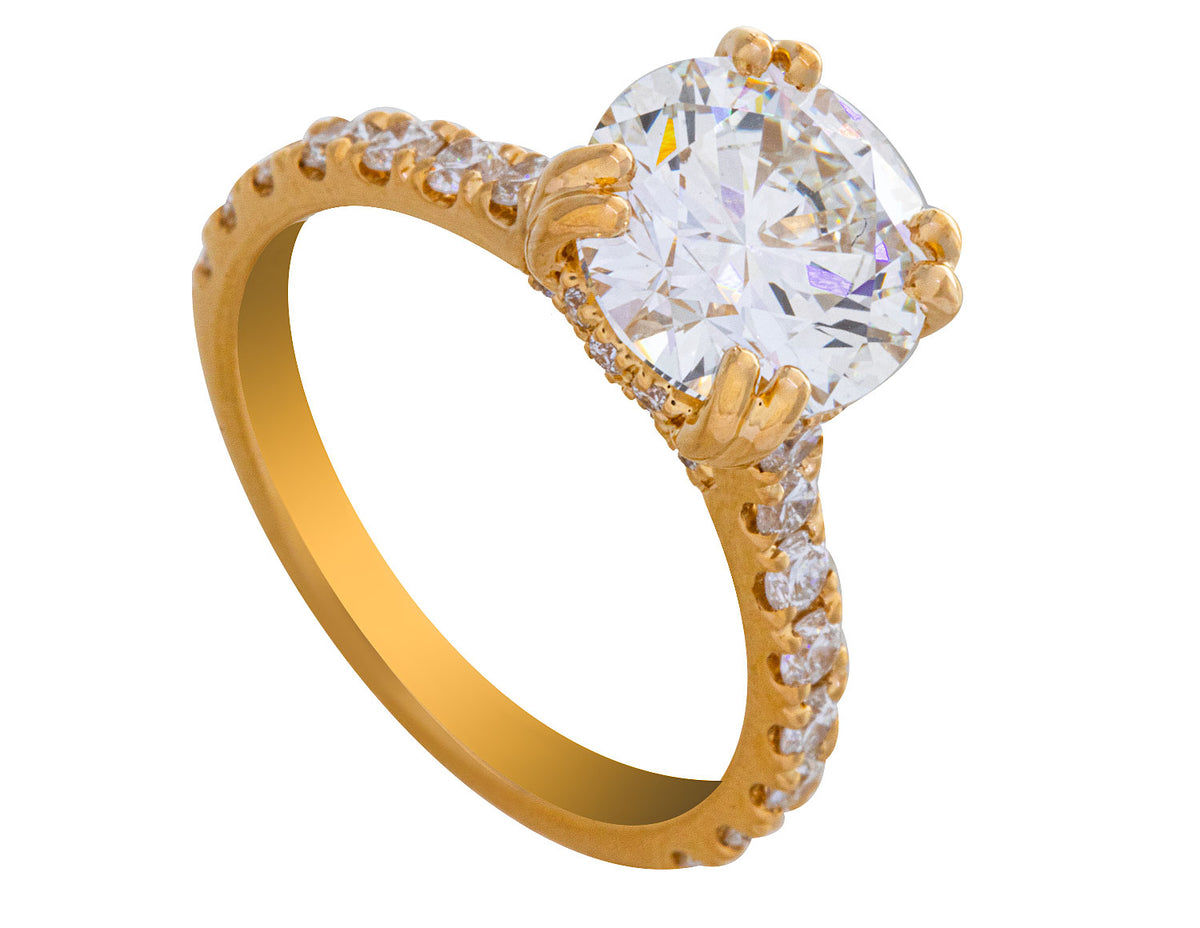 3 3/4ct. t.w. Round Cut Newborn Lab Created Diamond Engagement Ring in 18K Yellow Gold