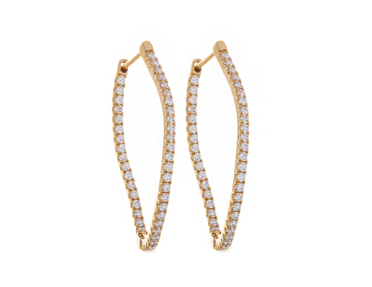 1 1/4ct. t.w. Diamond Curved Hoop Earrings in 14K Yellow Gold