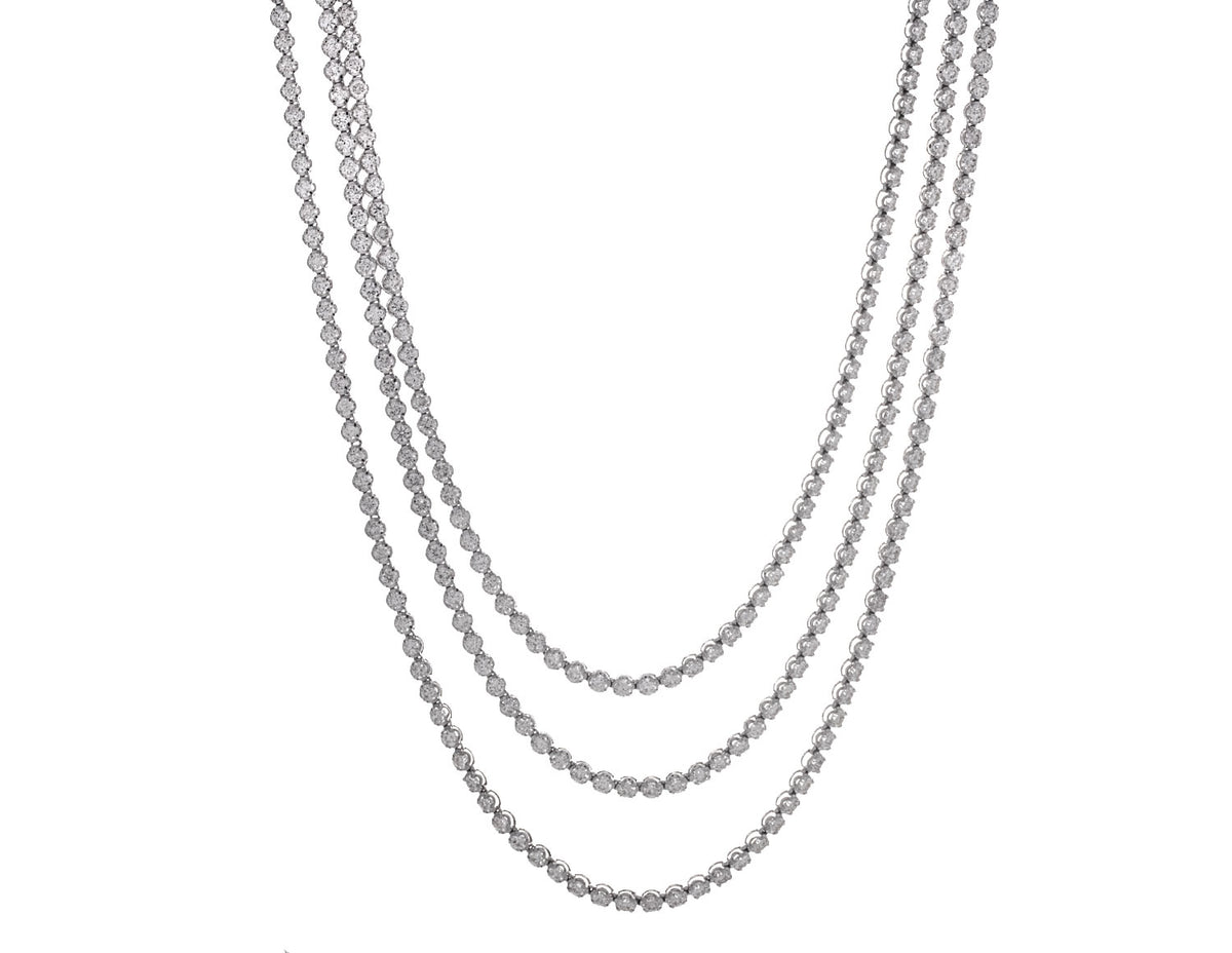 7ct. t.w. Diamond 3-Strand Necklace in 14K White Gold