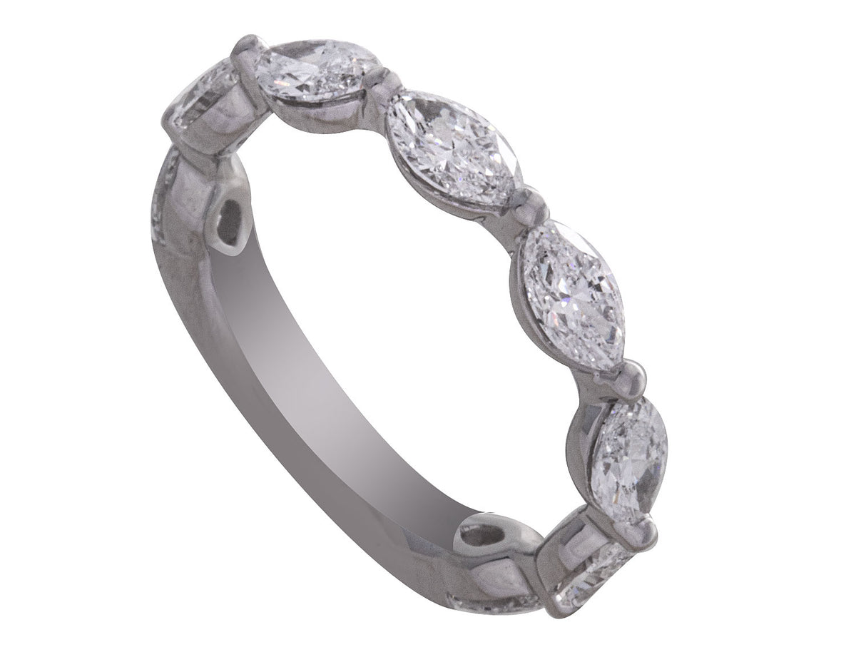 2ct. t.w. Marquise Cut Newborn Lab Created Diamond Anniversary Ring in 14K White Gold
