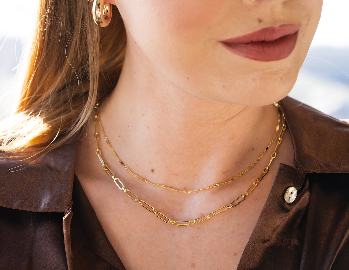 Flat Station Singapore Chain in 14K Yellow Gold