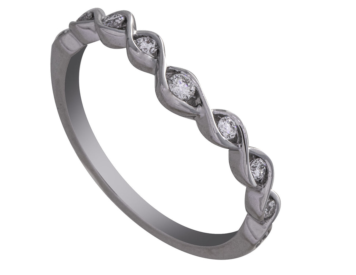 1/7ct. t.w. Curved Diamond Wedding Ring in 14K White Gold