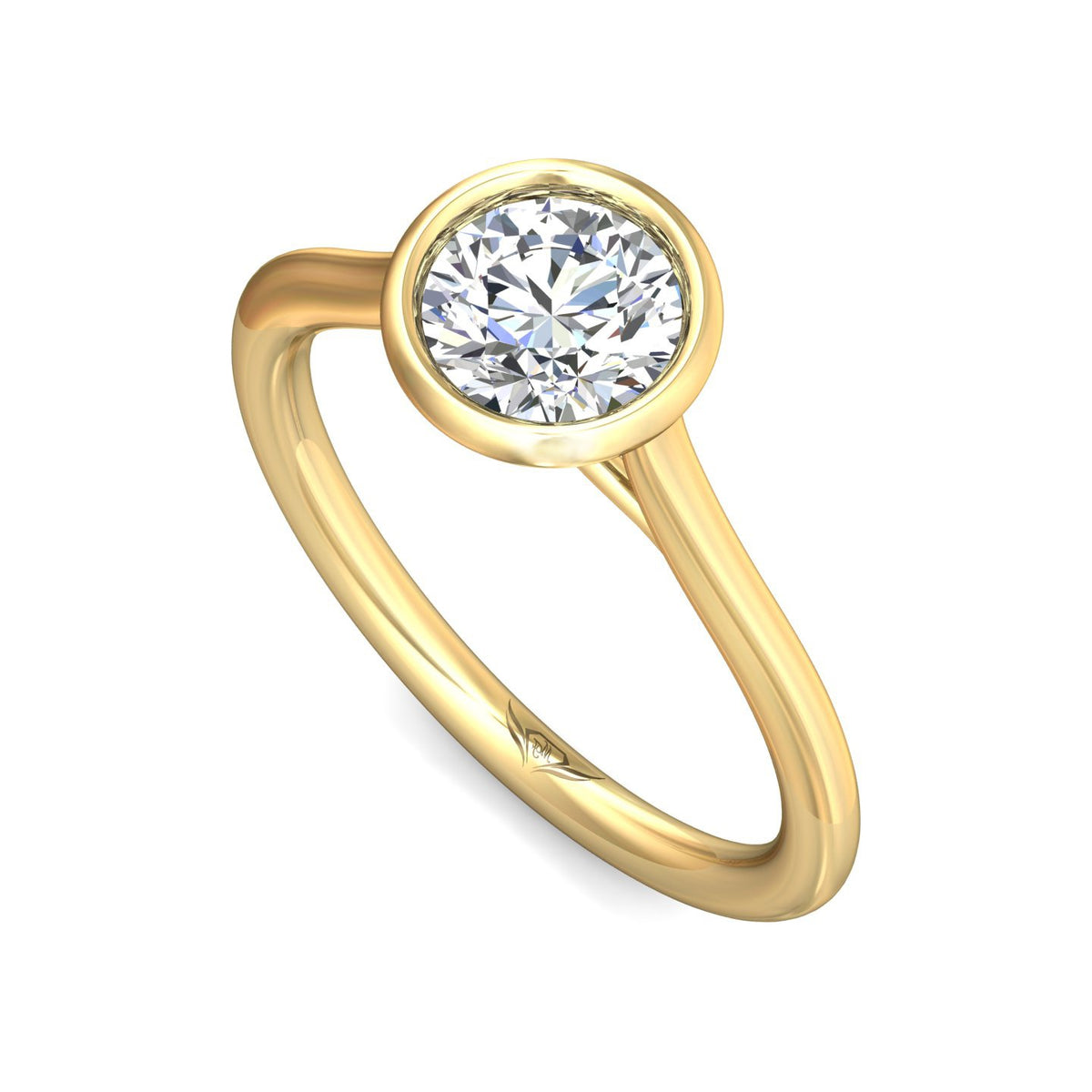 1.8mm Bezel Set Solitaire Engagement Ring in 14K Yellow Gold