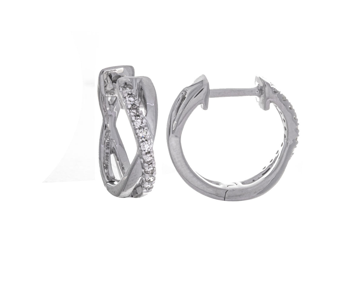 1/10ct. t.w. Diamond Crossover Hoop Earrings in 10K White Gold