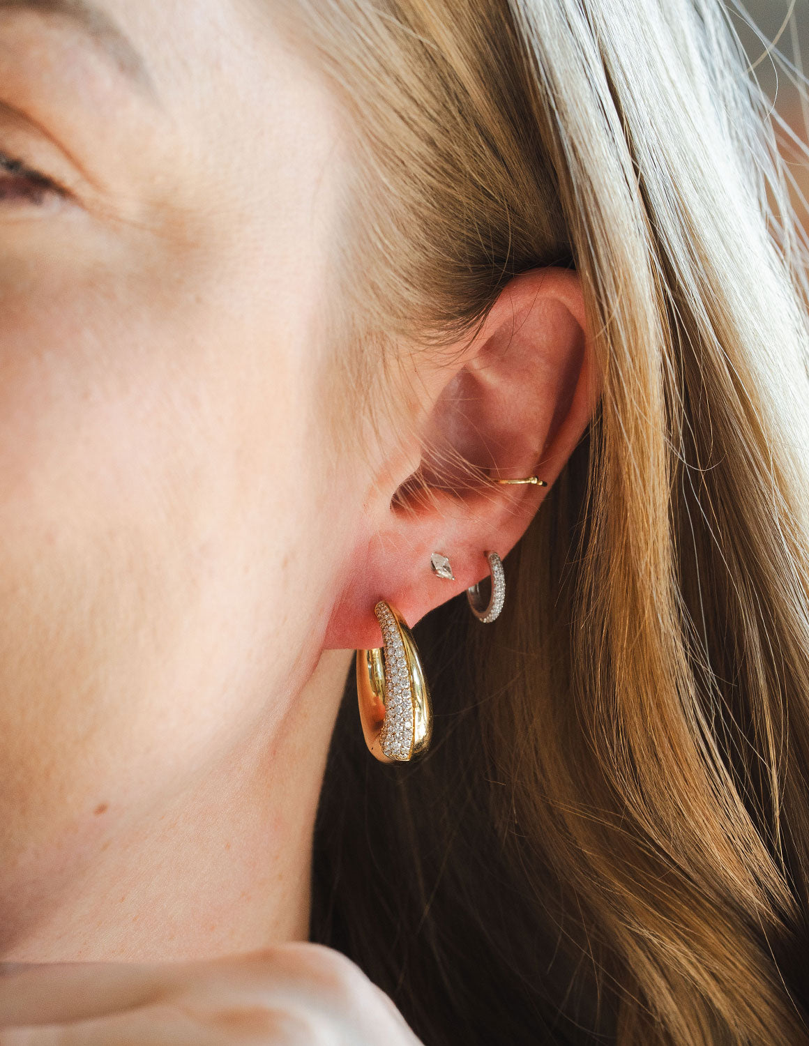 1 1/4ct. t.w. Diamond Hoop Earrings in 14K Yellow Gold
