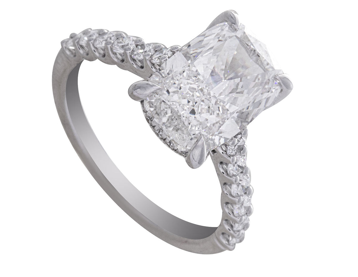 4 1/2ct. t.w. Elongated Cushion Cut Newborn Lab Created Diamond Engagement Ring in 14K White Gold
