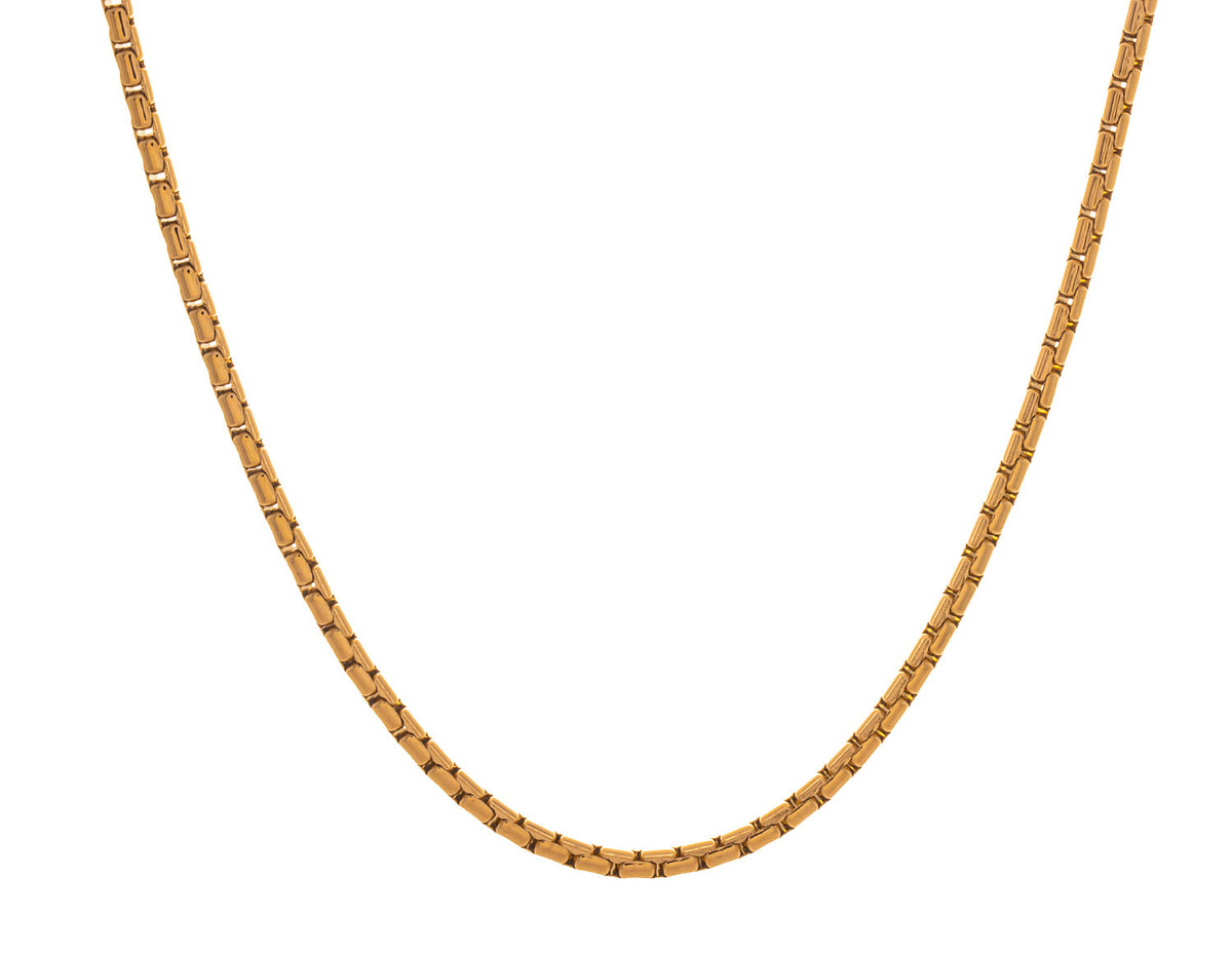 20" Gold Ion-Plated Stainless Steel Long Rounded Box Chain