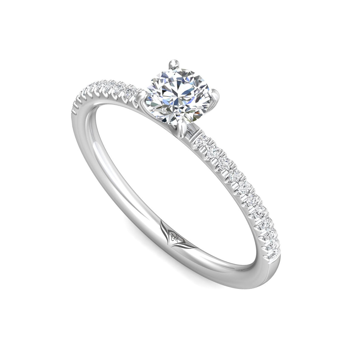 1/8ct. t.w. Round Cut Diamond Engagement Ring in 14K White Gold
