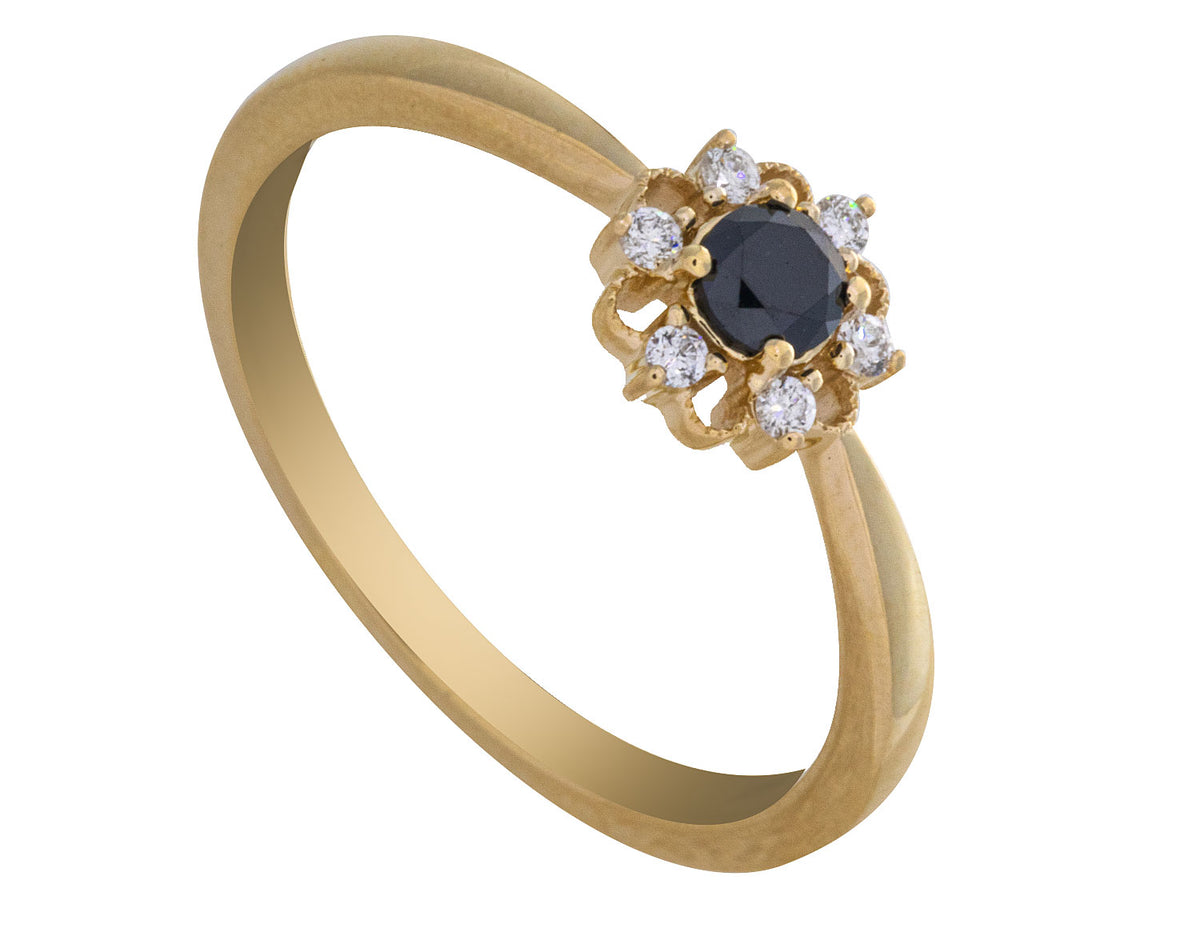 1/4ct. t.w. Black and White Diamond Promise Ring in 10K Yellow Gold