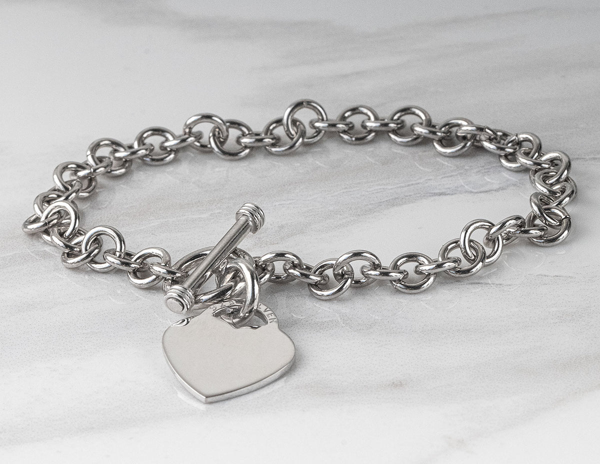 7.25" Heart Toggle Bracelet in Sterling Silver