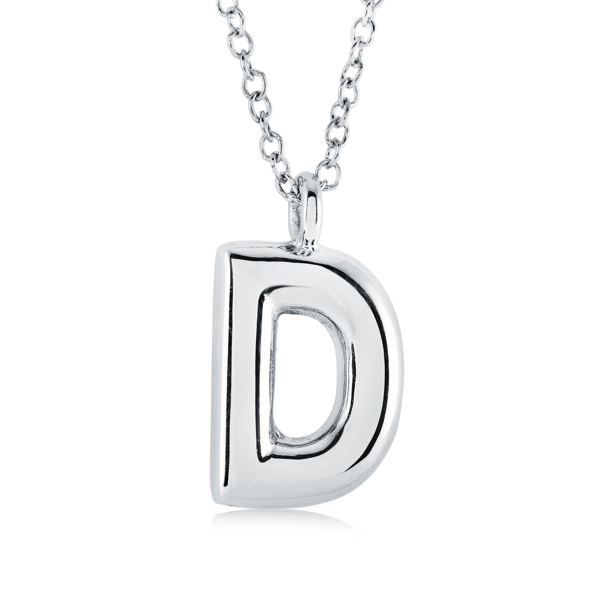 18" Stainless Steel Bubble Initial "D" Pendant