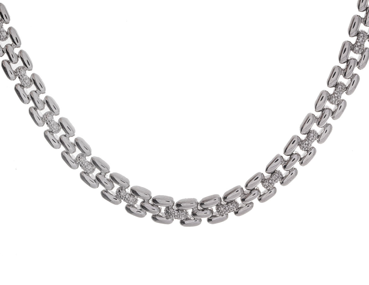 1/4ct. t.w. Diamond Panther Link Necklace in Sterling Silver