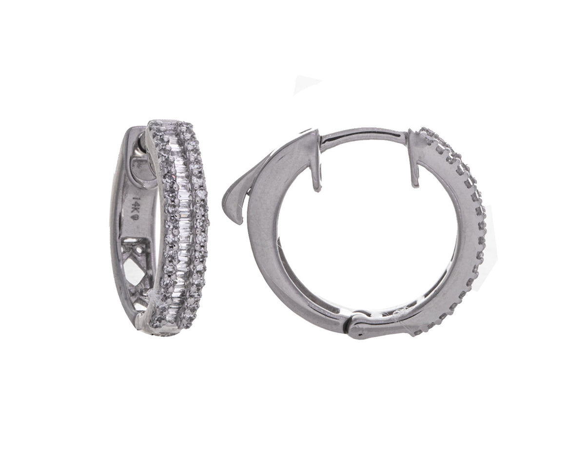 1/2ct. t.w. Diamond Hoop Earrings in 14K White Gold