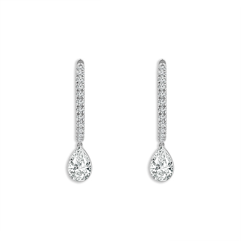 2 1/2ct. t.w. Pear and Round Cut Newborn Lab Created Diamond Drop Earrings in 14K White Gold