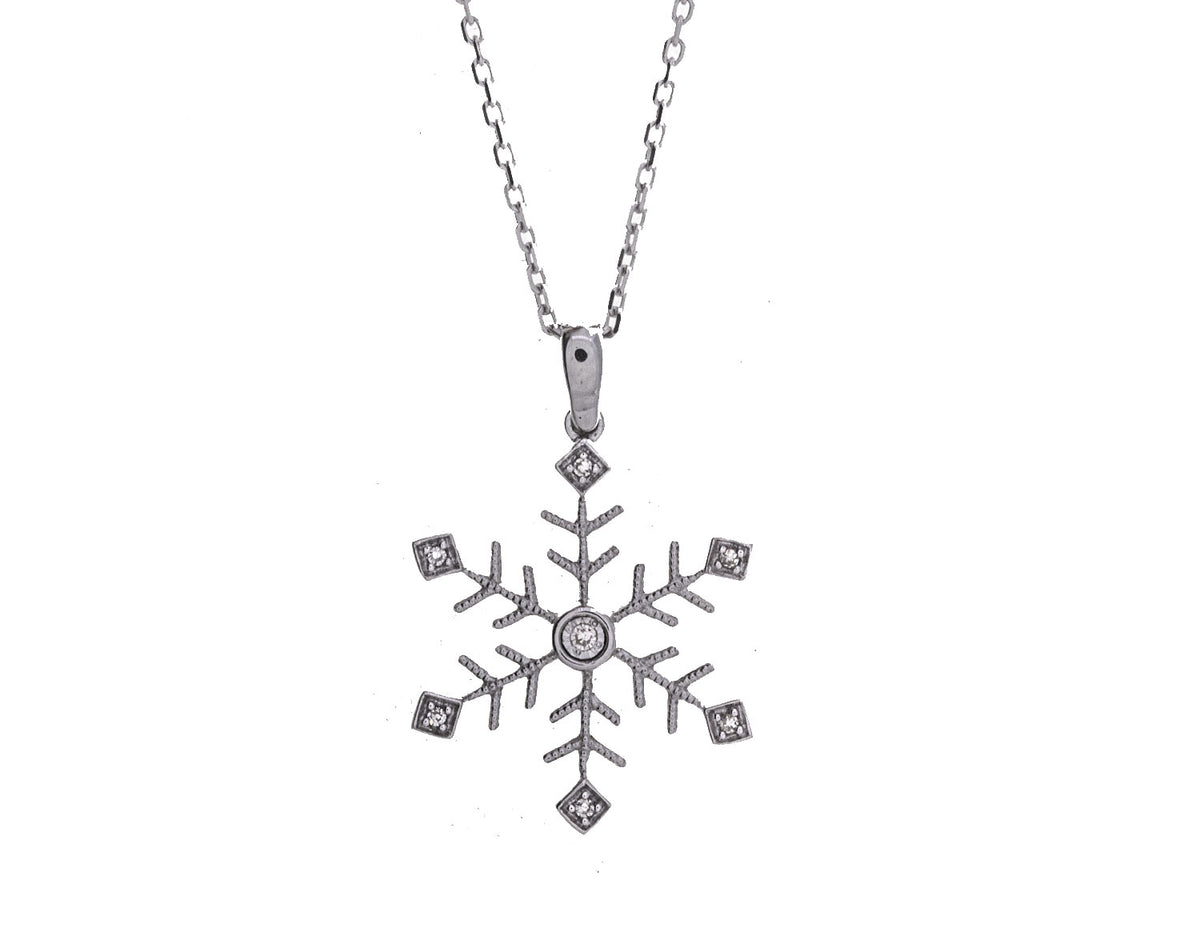 .03ct. t.w. Diamond Snowflake Pendant in Sterling Silver