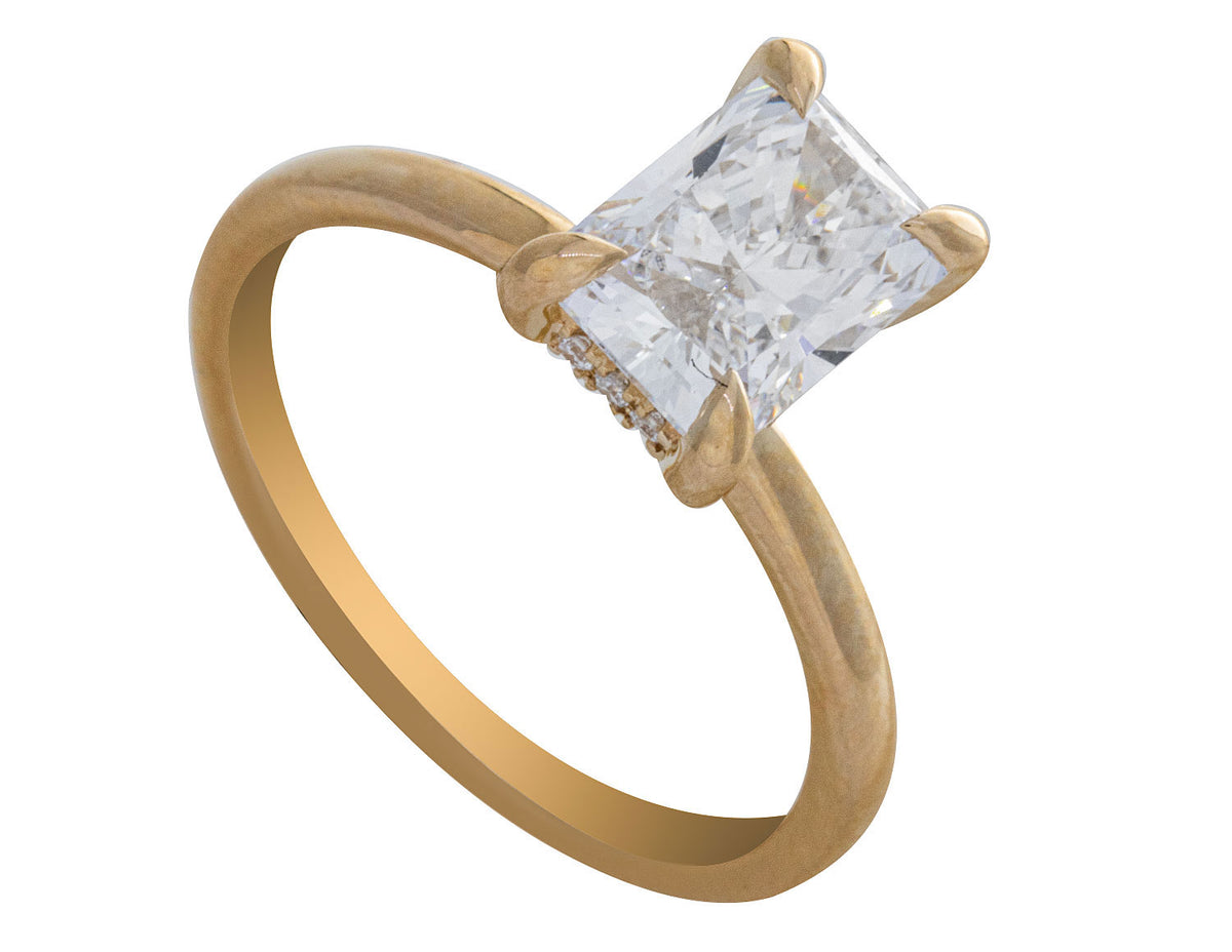 2 1/14ct. t.w. Radiant Cut Newborn Lab Created Diamond Engagement Ring in 14K Yellow Gold