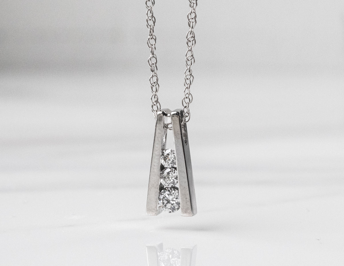 1/4ct. t.w. 3-Stone Diamond Pendant in 14K White Gold