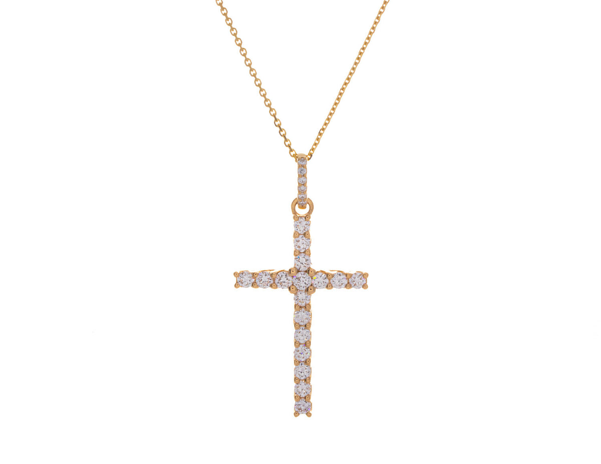 1/2ct. t.w. Newborn Lab Created Diamond Cross Pendant in 14K Yellow Gold