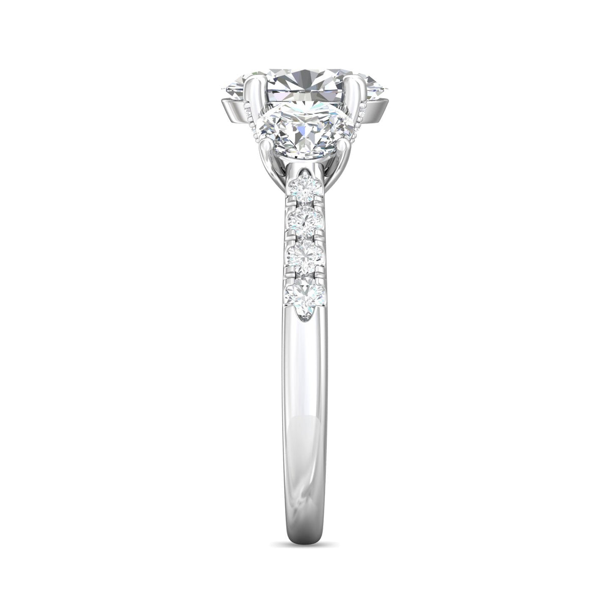 1 1/8ct. t.w. Half Moon & Round Diamond Engagement Ring in 14K White Gold