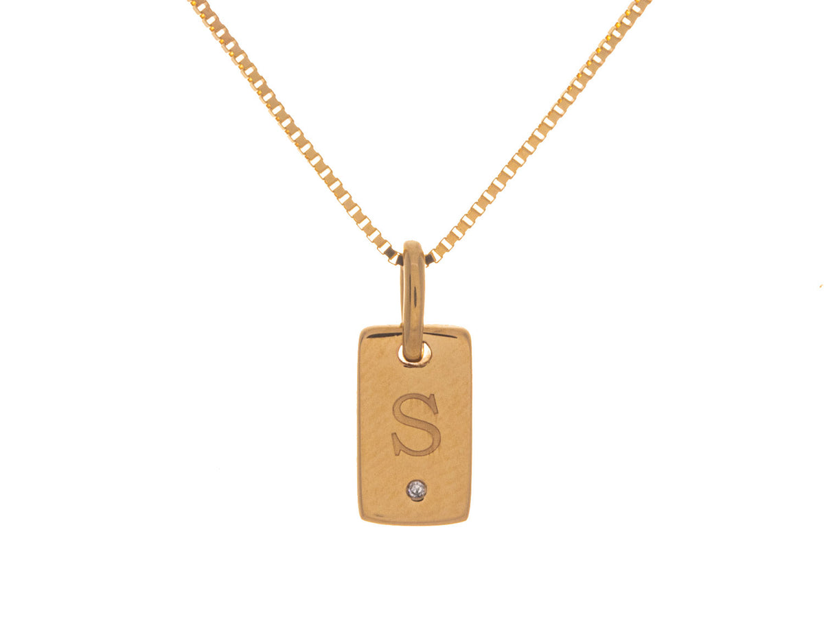 .01ct. Laser Initial "S" Pendant in 10K Yellow Gold