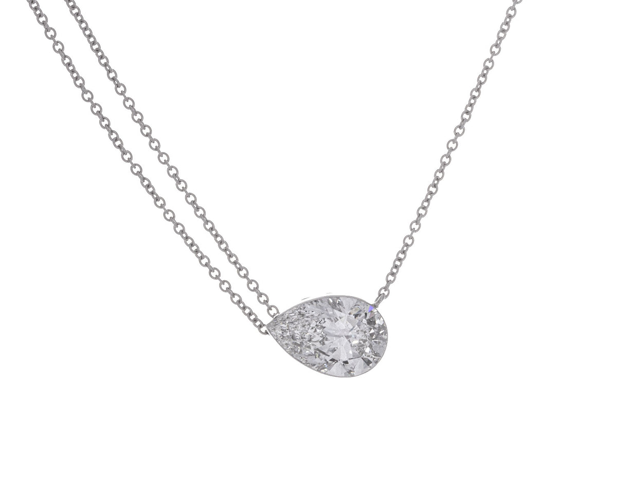 2ct. Pear Cut Newborn Lab Created Diamond Pendant in 14K White Gold