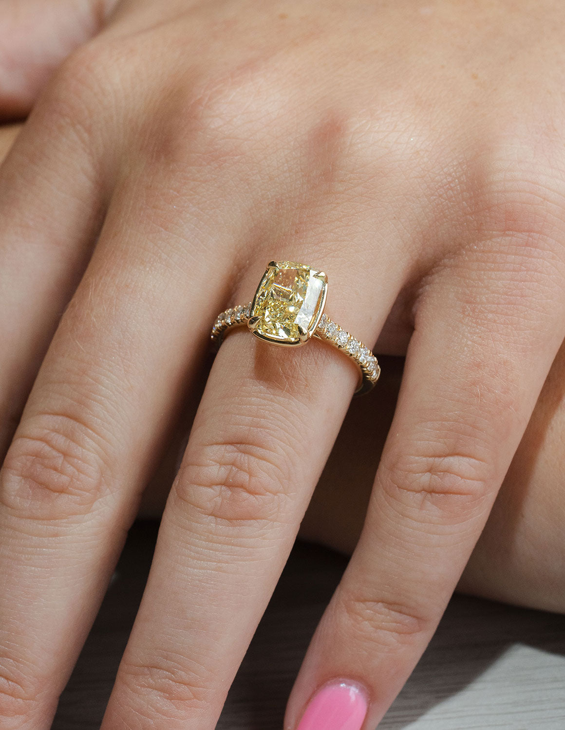 3 1/3ct. t.w. Yellow Radiant Cut Newborn Lab Created Diamond Engagement Ring in 14K Yellow Gold