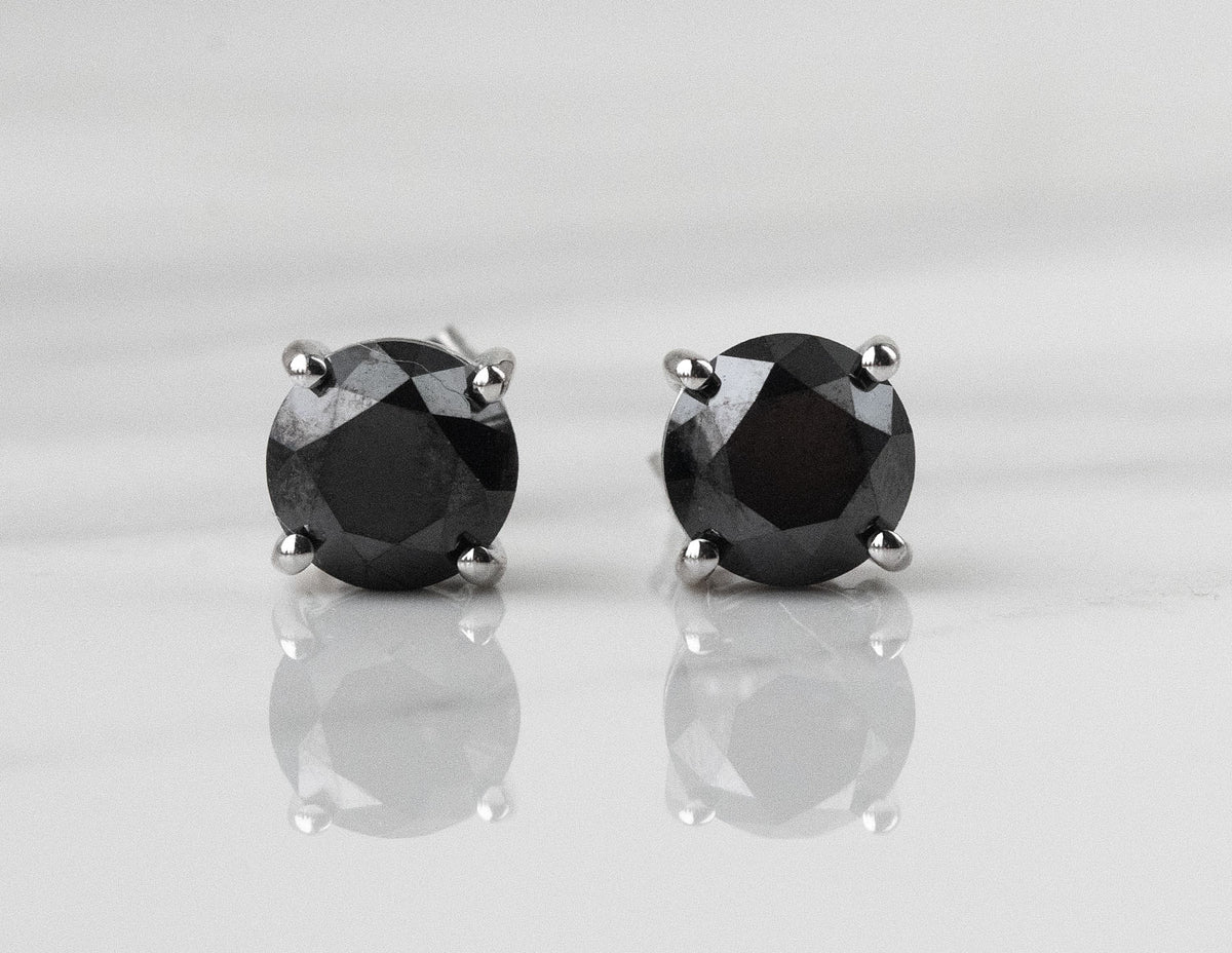 4ct. t.w. Black Diamond Stud Earrings in 14K White Gold
