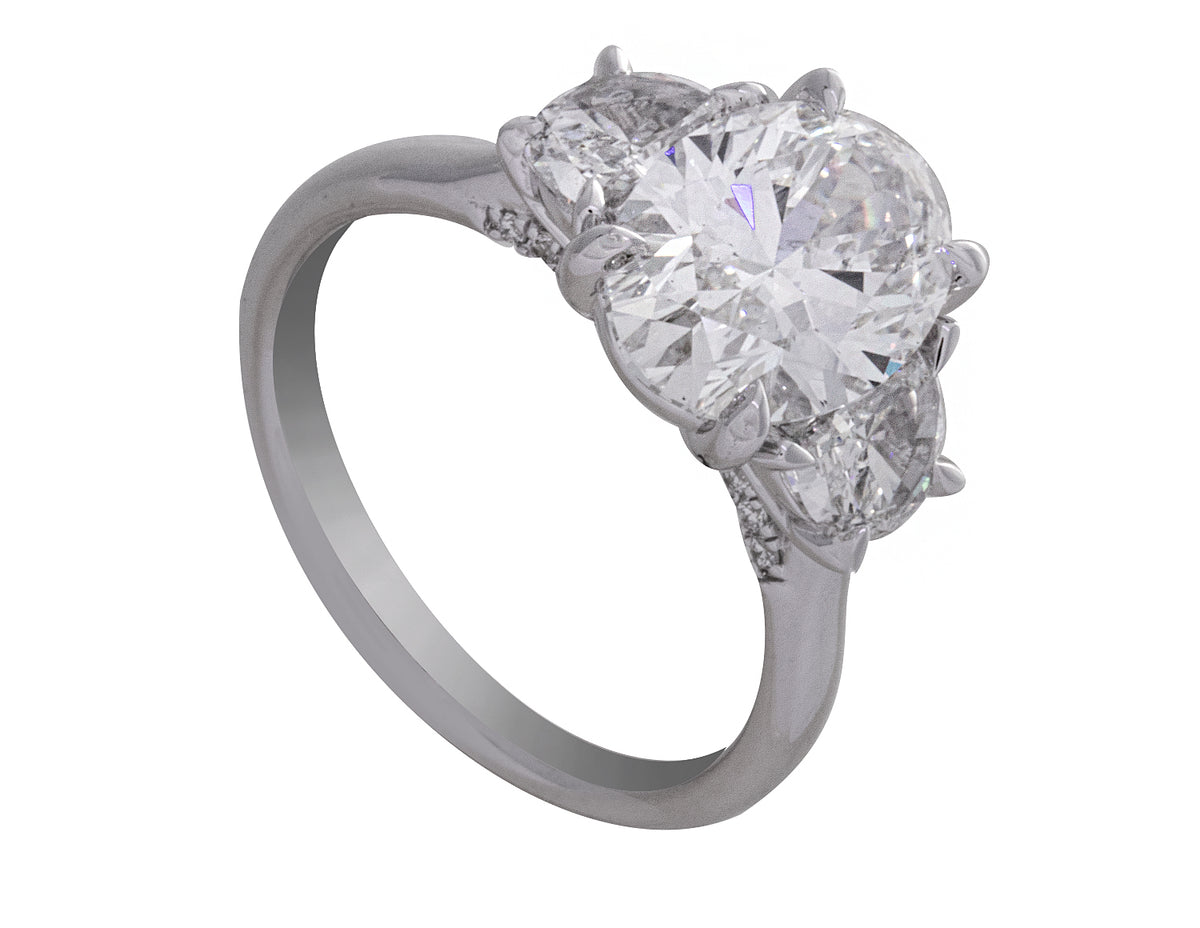 3 7/8ct. t.w. Oval Cut Newborn Lab Created Diamond Engagement Ring in 14K White Gold