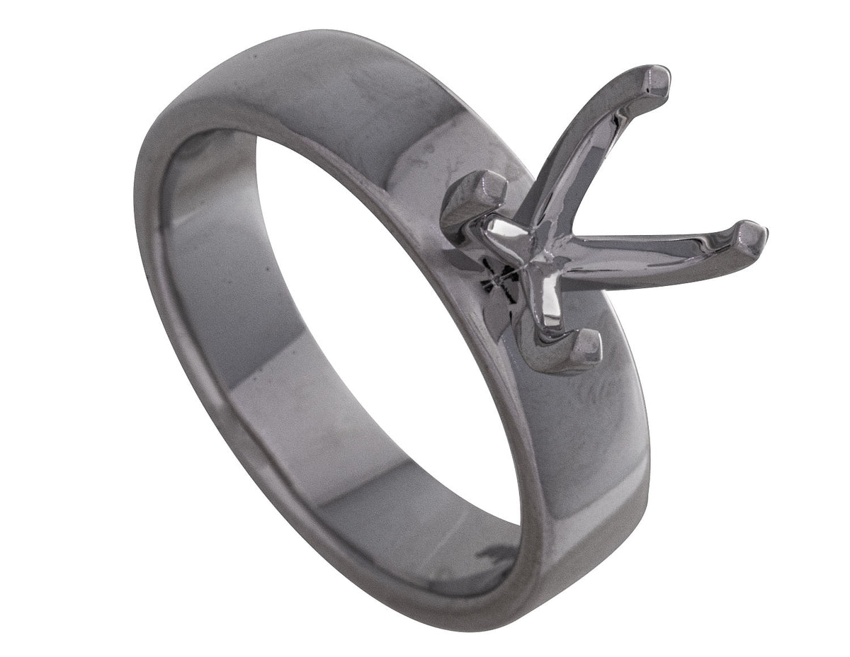 4mm Plain Solitaire Engagement Ring in 14K White Gold