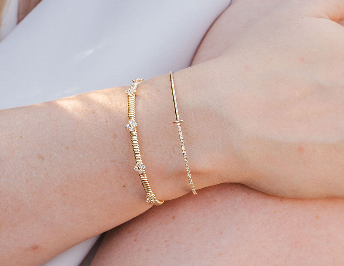 1/4ct. t.w. Diamond Flexie Bangle Bracelet in 14K Yellow Gold