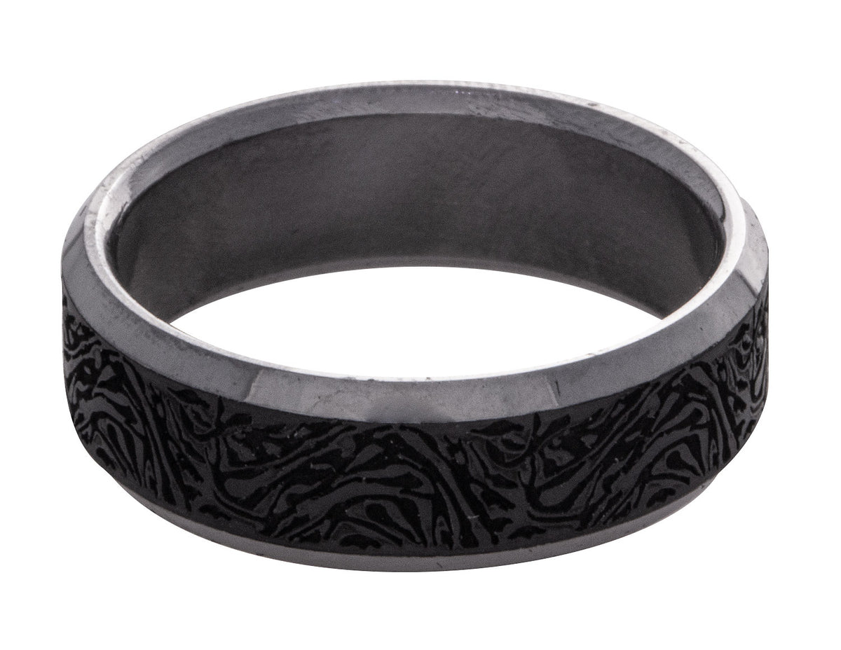 7mm Men's Wedding Band in Grey Tantalum and Black Carbon Fiber