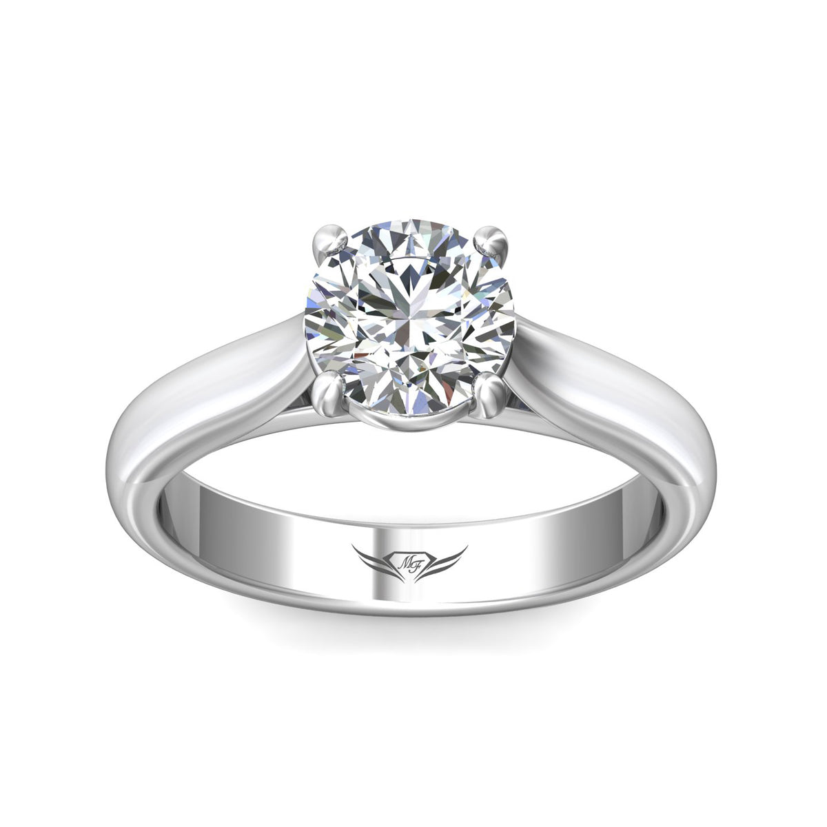 3mm Solitaire Engagement Ring in 14K White Gold
