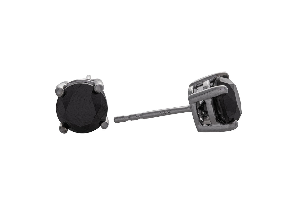 3ct. t.w. Black Diamond Stud Earrings in 14K White Gold