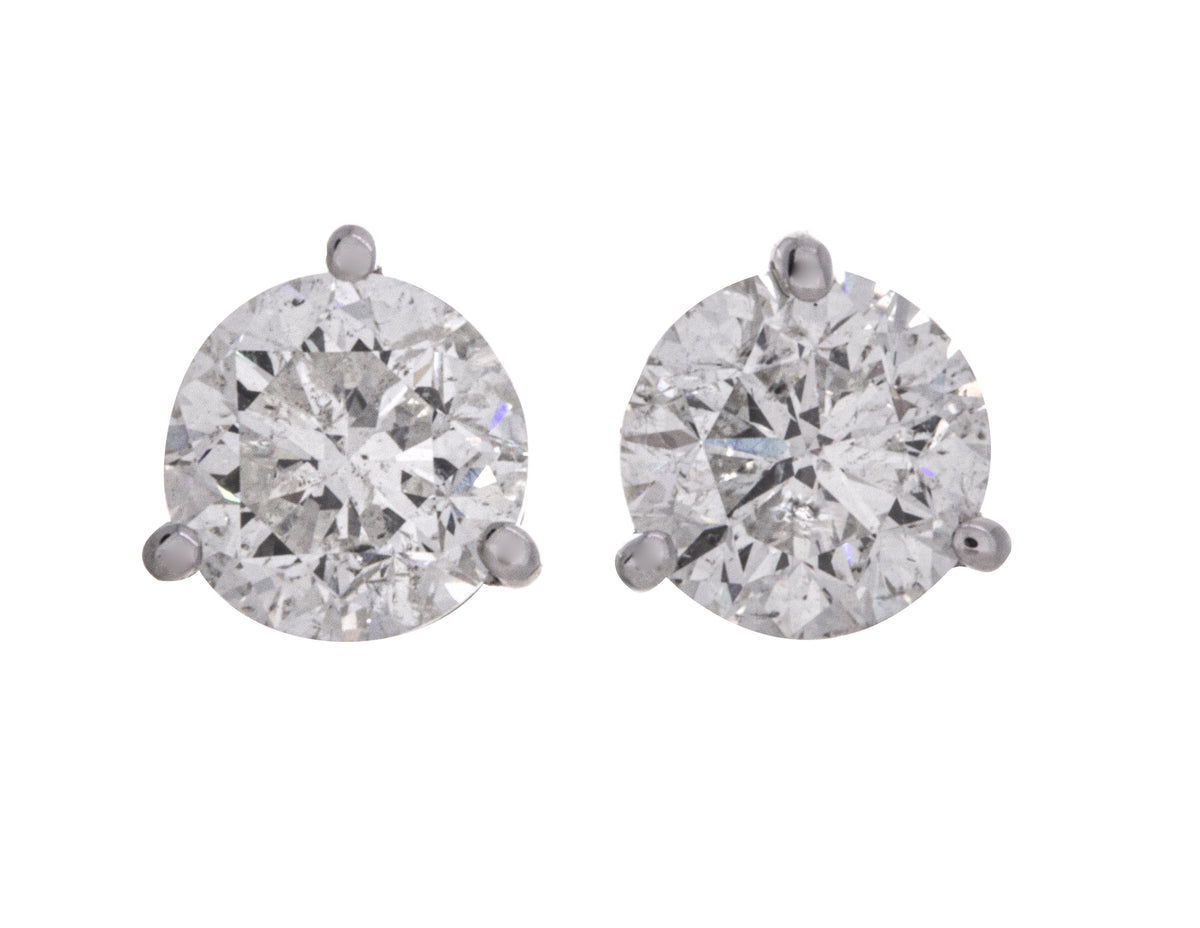 3ct. t.w. Round Cut Diamond Stud Earrings in 14K White Gold