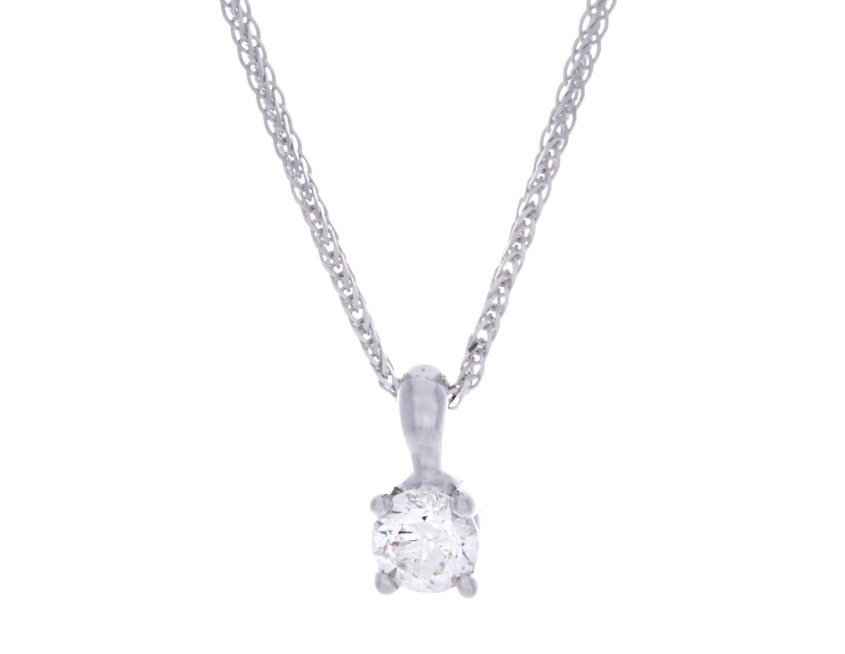 1/3ct. Solitaire Diamond Pendant in 14K White Gold