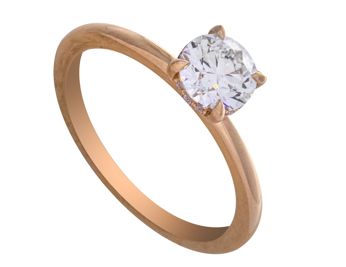 3/4ct. t.w. Round Cut Newborn Lab Created Diamond Hidden Halo Engagement Ring in 14K Yellow Gold
