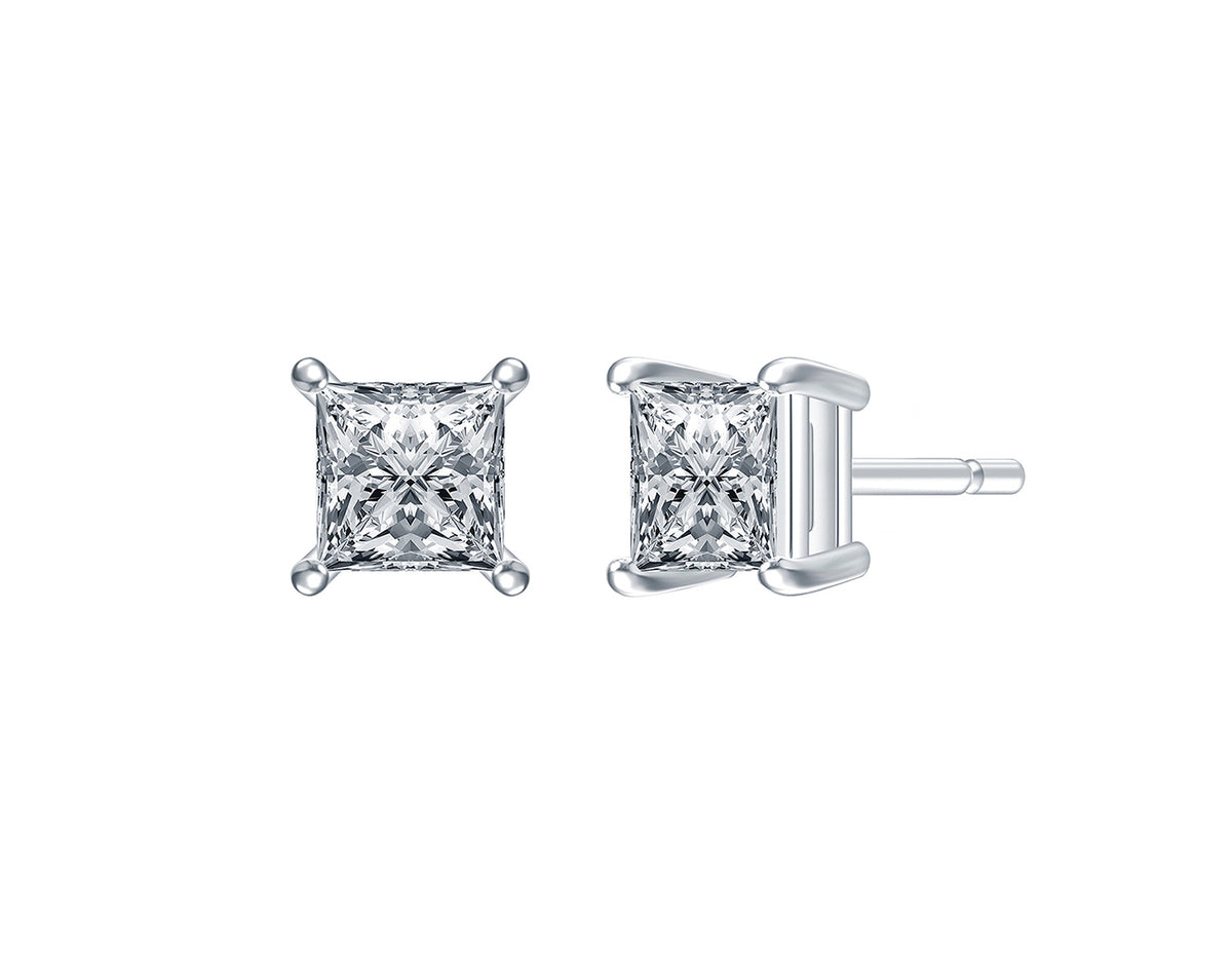1/3ct. t.w. Princess Cut Diamond Stud Earrings in 14K White Gold
