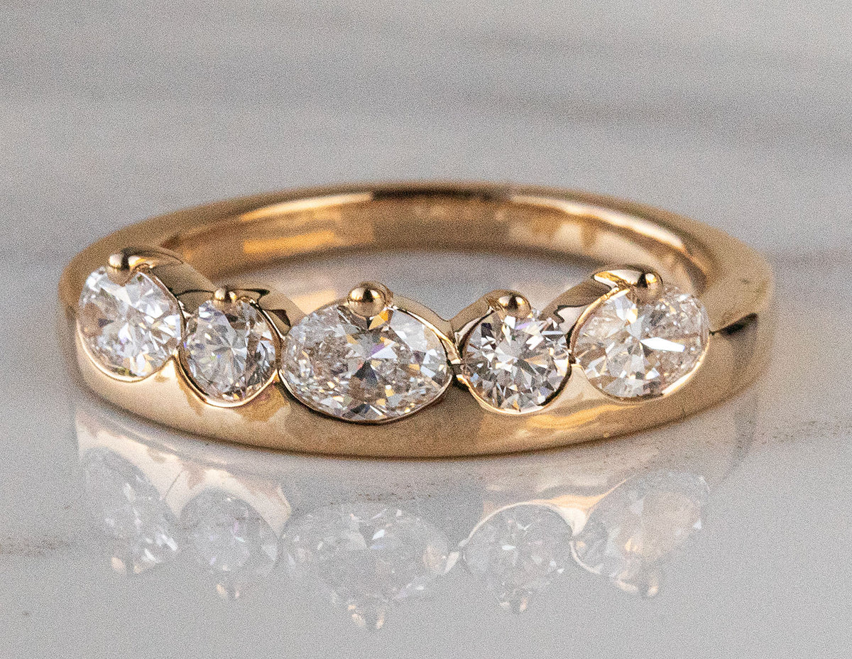 1ct. t.w. Oval and Round Newborn Lab Created Diamond Fashion Ring in 14K Yellow Gold