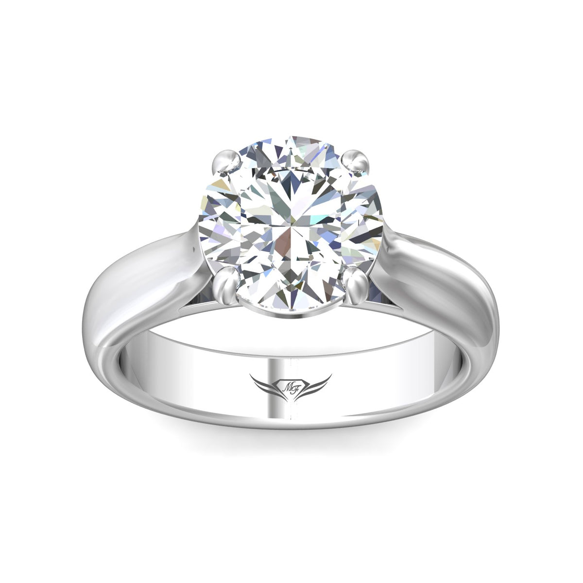 4.5mm Solitaire Engagement Ring in 14K White Gold