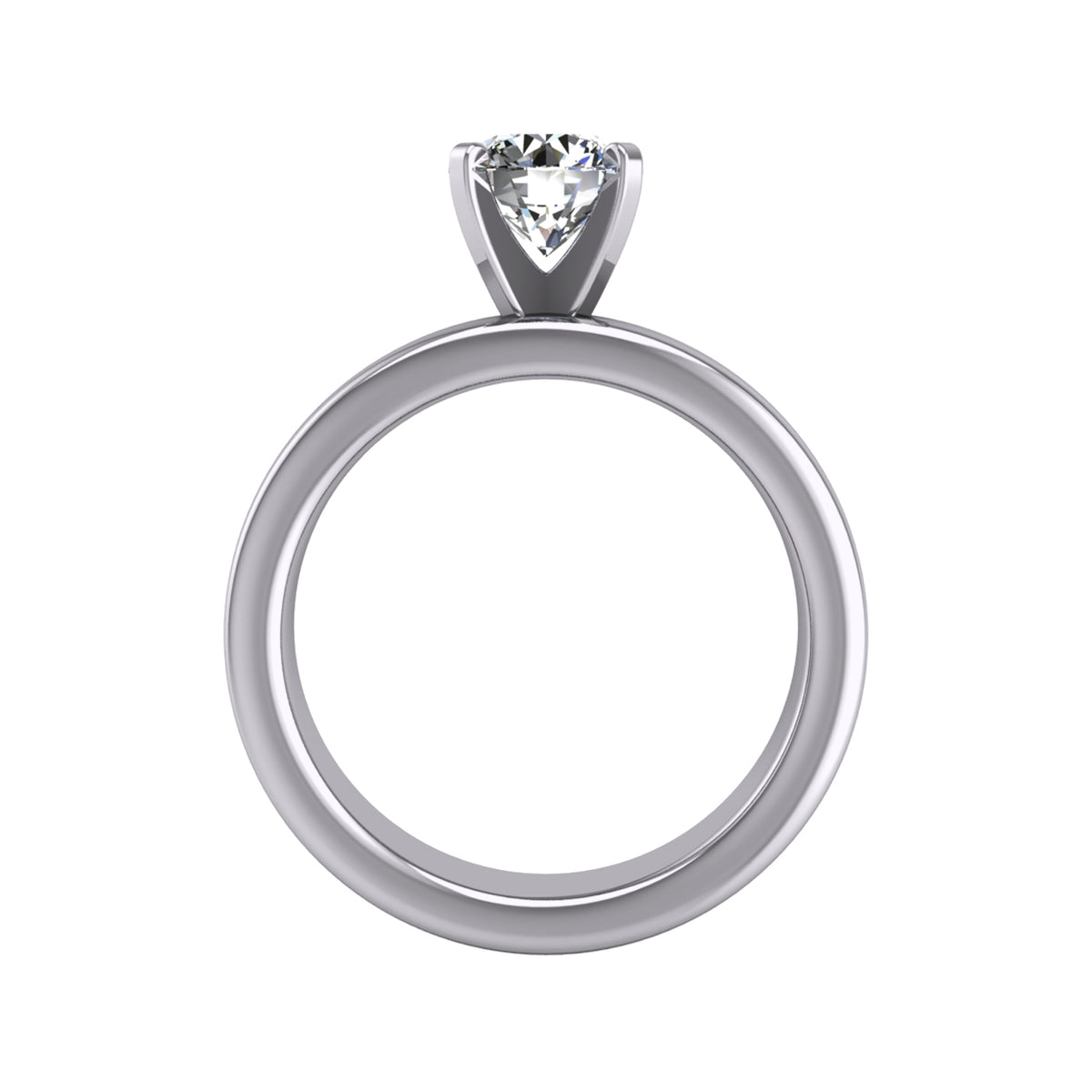 4mm. Solitaire Engagement Ring in 14K White Gold