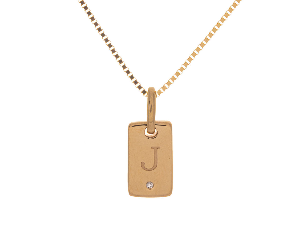 .01ct. Laser Initial "J" Pendant in 10K Yellow Gold