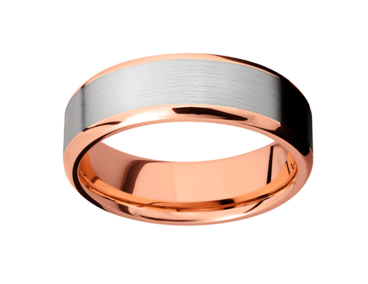 7mm Men's Wedding Ring in 14K White and Rose Gold
