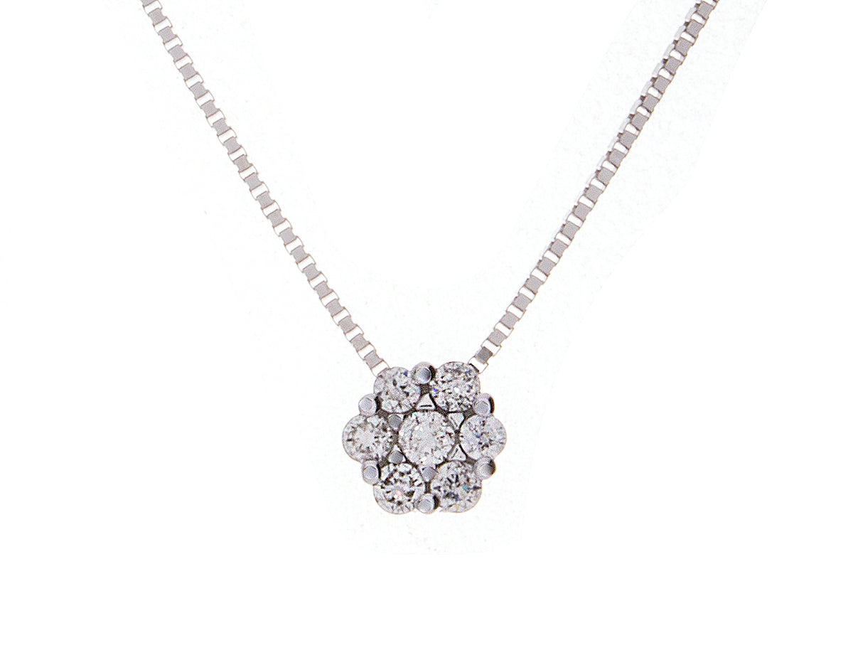 1/7ct. t.w. Cluster Pendant in 14K White Gold