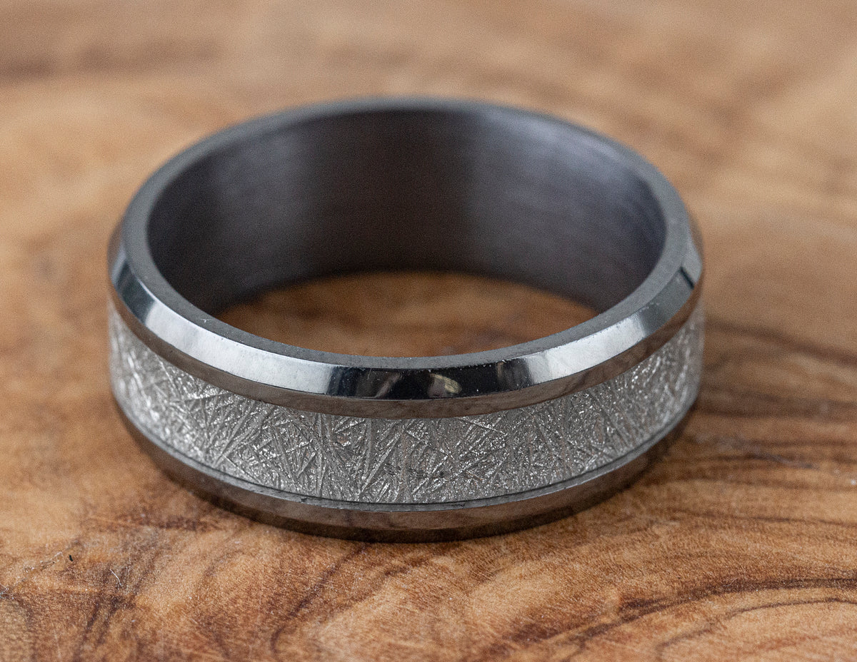 8mm Tantalum and Meteorite Men's Wedding Ring